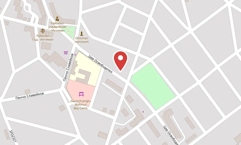 Карта на центъра на Ихтиман с отбелязана сладкарницата на ул. Цар Освободител 195
